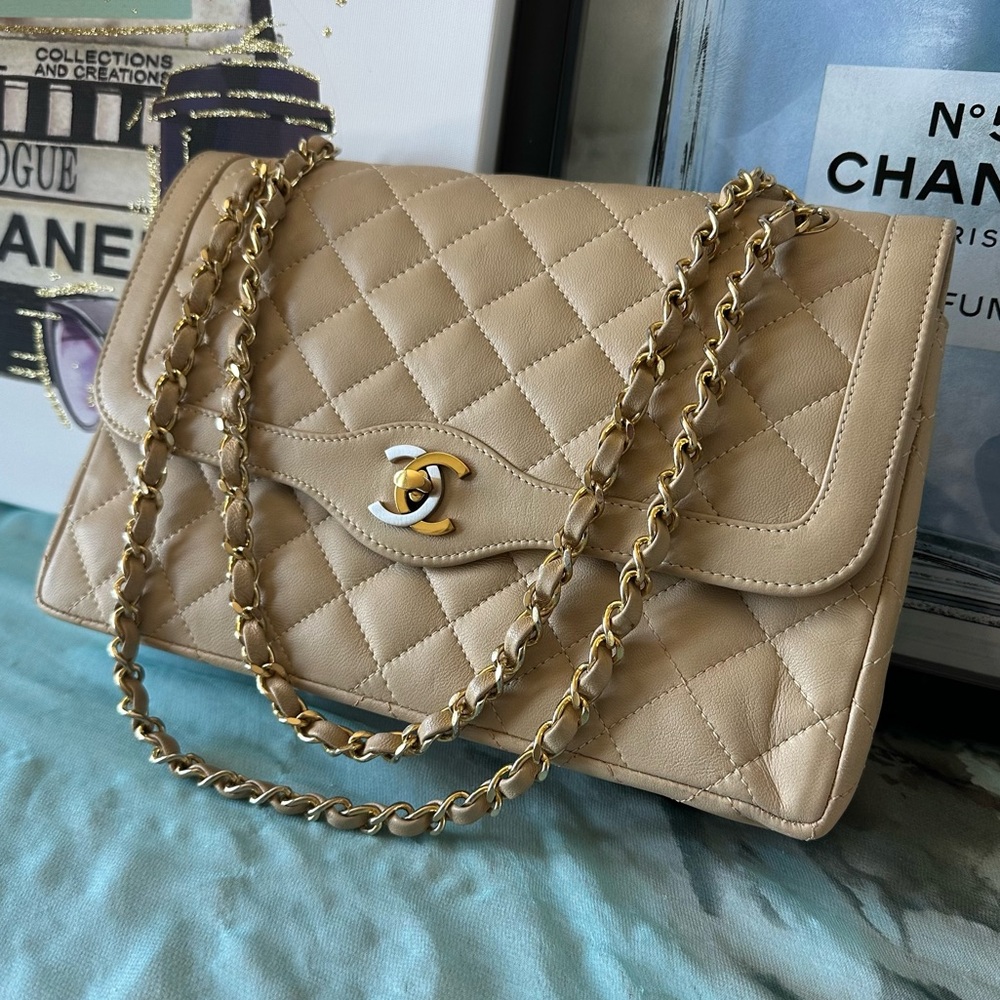 Chanel Paris 25 limited double flap quilted lambskin shoulder bag  w/ COA - Picture 4 of 17